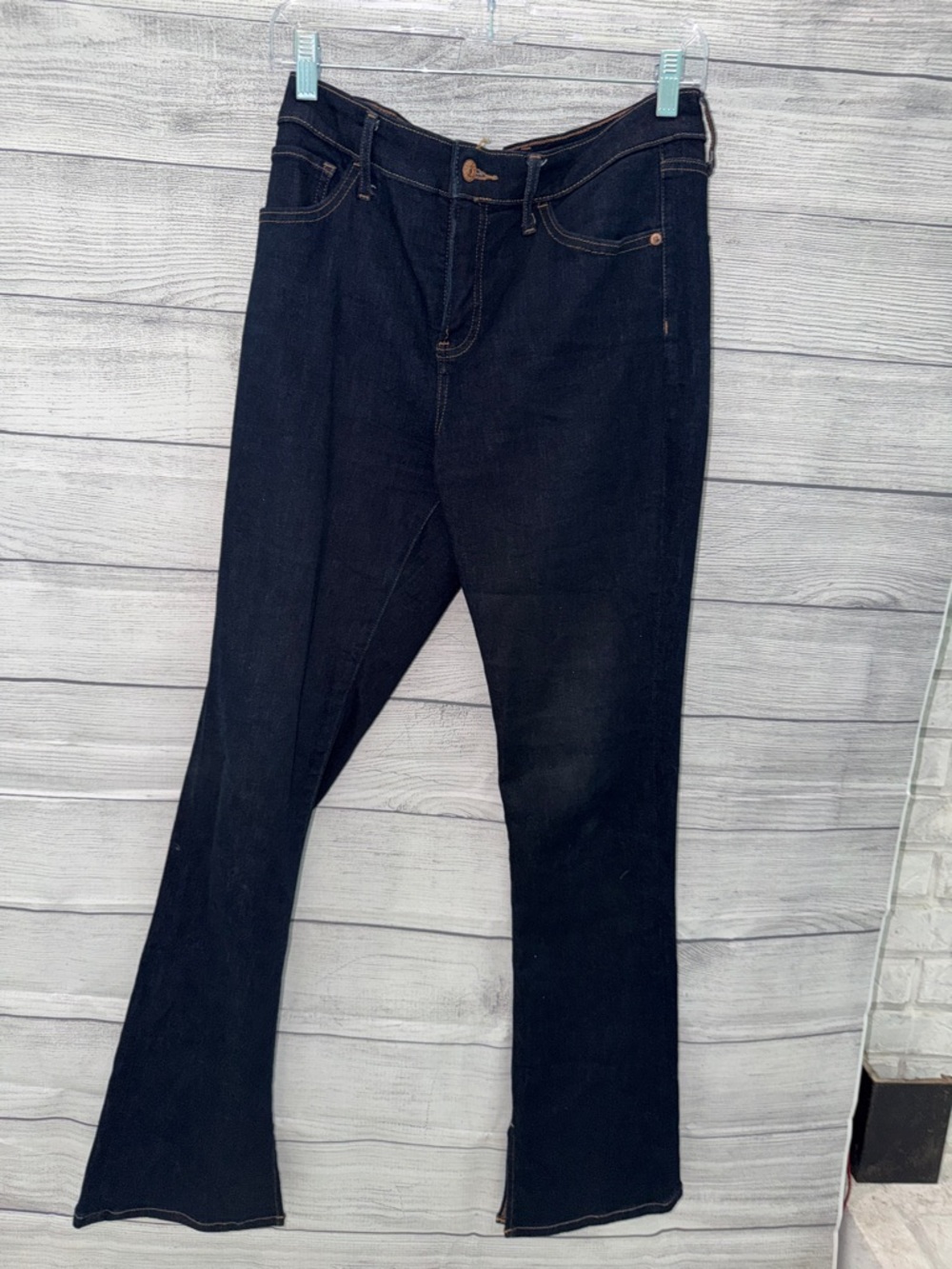 Express Dark Blue Denim Jeans with Brown Contrast Stitching